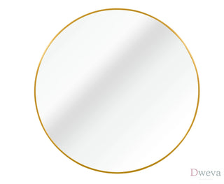 24 Inch Gold Metal Framed Round Bathrrom Mirror for Wall.(W2203P182026) Dweva