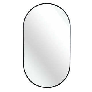 Black 20 x 33 Inch Metal Oval Mirror Dweva