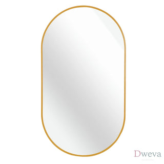 Gold 20 x 28 Inch Metal Oval Mirror Dweva