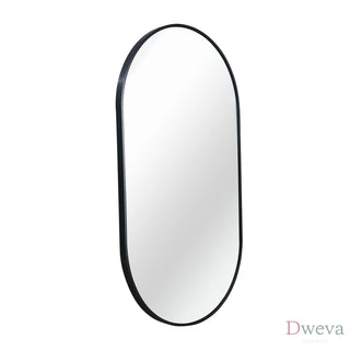 Black 20 x 28 Inch Metal Oval Mirror Dweva