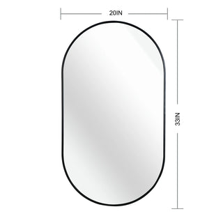 Black 20 x 33 Inch Metal Oval Mirror Dweva
