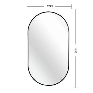 Black 20 x 28 Inch Metal Oval Mirror Dweva