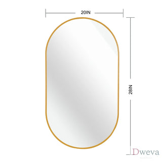 Gold 20 x 28 Inch Metal Oval Mirror Dweva