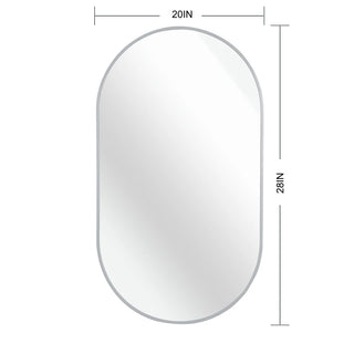 Silver 20 x 28 Inch Metal Oval Mirror Dweva
