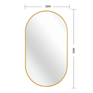 Gold 20 x 33 Inch Metal Oval Mirror Dweva