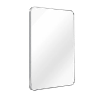 24x36 Inch Silver Metal Framed Rectangular Bathrrom Mirror for Wall.(W2203P156434) Dweva