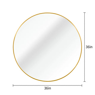 36 Inch Gold Metal Framed Round Bathrrom Mirror for Wall.(W2203134082) Dweva