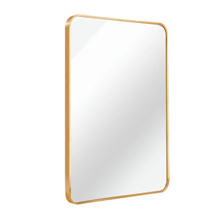 22x30 Inch Gold Metal Framed Rectangular Bathrrom Mirror for Wall.(W2203P183122) Dweva