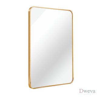 24x32 Inch Gold Metal Framed Rectangular Bathrrom Mirror for Wall.(W2203P183130) Dweva