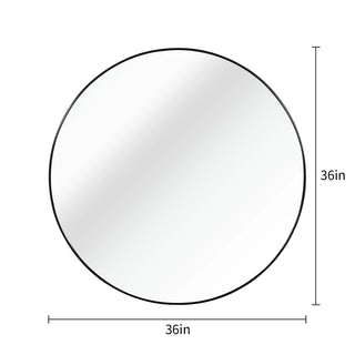 36 Inch Black Metal Framed Round Bathrrom Mirror for Wall.(W2203134079) Dweva