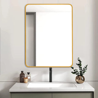 24x32 Inch Black Metal Framed Rectangular Bathrrom Mirror for Wall.(W2203135016) Dweva