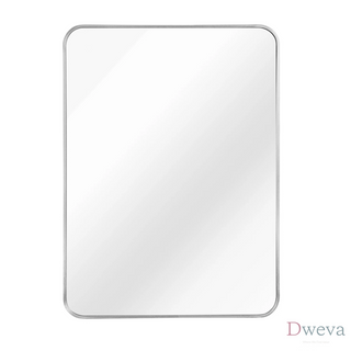 24x32 Inch Silver Metal Framed Rectangular Bathrrom Mirror for Wall.(W2203P183132) Dweva
