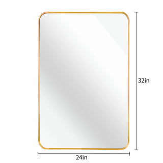 24x32 Inch Black Metal Framed Rectangular Bathrrom Mirror for Wall.(W2203135016) Dweva