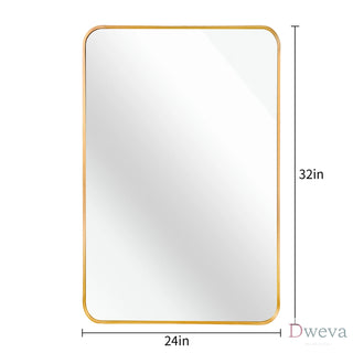 24x32 Inch Gold Metal Framed Rectangular Bathrrom Mirror for Wall.(W2203P183130) Dweva
