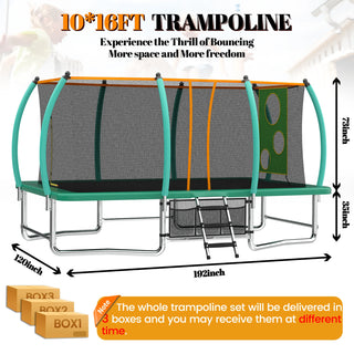 10X16FT Outdoor Square Trampolines for Kids Adults Long Rectangular Tumbling Trampoline Dweva