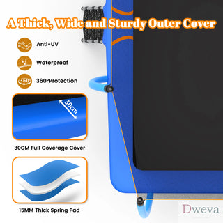 8X14FT Outdoor Square Trampolines for Kids Adults Long Rectangular Tumbling Trampoline Dweva