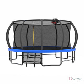15FT Trampoline with Basketball Hoop - Recreational Trampolines with Ladder ,Shoe Bag and Galvanized Anti-Rust Coating Dweva