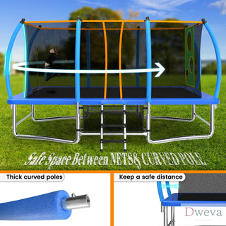 8X14FT Outdoor Square Trampolines for Kids Adults Long Rectangular Tumbling Trampoline Dweva