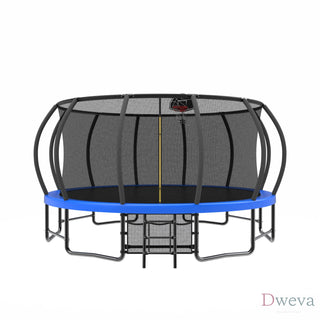 15FT Trampoline with Basketball Hoop - Recreational Trampolines with Ladder ,Shoe Bag and Galvanized Anti-Rust Coating Dweva