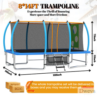 8X14FT Outdoor Square Trampolines for Kids Adults Long Rectangular Tumbling Trampoline Dweva