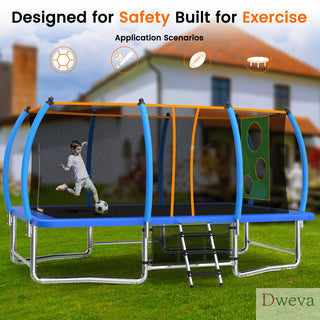8X14FT Outdoor Square Trampolines for Kids Adults Long Rectangular Tumbling Trampoline Dweva