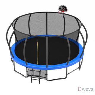 15FT Trampoline with Basketball Hoop - Recreational Trampolines with Ladder ,Shoe Bag and Galvanized Anti-Rust Coating Dweva