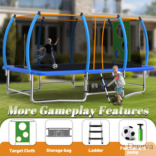 8X14FT Outdoor Square Trampolines for Kids Adults Long Rectangular Tumbling Trampoline Dweva