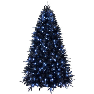 4ft Black Christmas Tree with 150 White LED Lights, 666 Tips PE+PVC Artificial Tree for Halloween & Holiday Decor, Hinged Structure with Stable Metal Stand Dweva