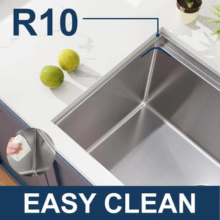 33 Undermount Workstation Sink-33 x 19 Inch Undermount Stainless Steel Kitchen Sink 18 Gauge, Handmade R10 Radius 10 Inch Deep Undermount Single Bowl Sink with Accessories Dweva
