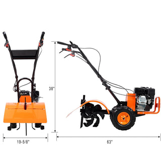 Heavy duty Power tiller, Rear Tine Tiller - 7HP Gas Engine 212CC, 20" Wide and 8" Deep Cultivator - Garden Soil Prep for Planters and Vegetable Beds and More. Dweva
