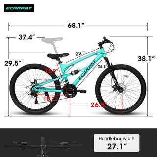 A26207 26 Inch Steel Frame Shock Fork Plus Shock Absorber 21-speed Unisex Mountain Bike Dweva