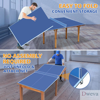 7*4ft Blue Mid-Size Ping Pong Conversion Top Foldable & Portable Table Tennis Table Top for Indoor Games Dweva