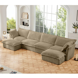 Slipcovered Fluffy Sofa - 4 Seat with 2 Ottoman Dweva