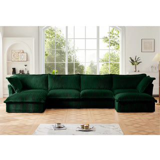 Slipcovered Fluffy Sofa - 4 Seat with 2 Ottoman Dweva