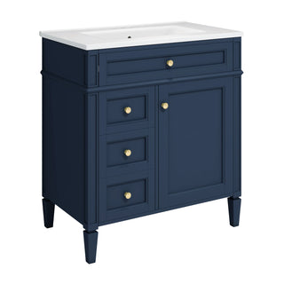 30'' Bathroom Vanity with Top Sink, Modern Bathroom Storage Cabinet with 2 Drawers and a Tip-out Drawer, Single Sink Bathroom Vanity Dweva