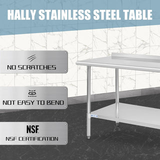 Stainless Steel Table 30 x 60 Inches Metal Prep Table with Adjustable Undershelf, Stainless Table for Commercial Kitchen, Outdoor, Restaurant, Hotel & Garage Dweva
