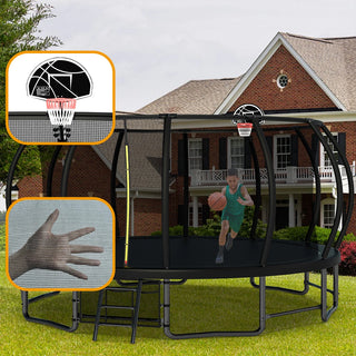 16FT Outdoor Trampoline for Kids and Adults, Pumpkin Trampolines with Curved Poles Heavy Duty Trampoline Anti-Rust Coating ASTM Approval Dweva