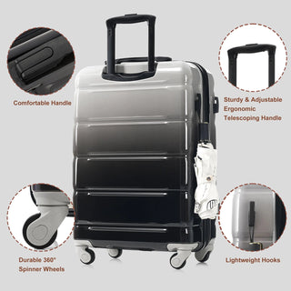 Luggage Set of 3, 20-inch with USB Port, Airline Certified Carry-on Luggage , ABS+PC Hard Shell Luggage with Spinner Wheels,black Dweva