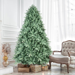 7FT Blue-Green Tint Christmas Tree with 2518 PE+PVC Tips – Unique Full-Bodied Tree with Hinged Branches, Easy Assembly, Stable Metal Stand, Eye-Catching Holiday Decor Dweva