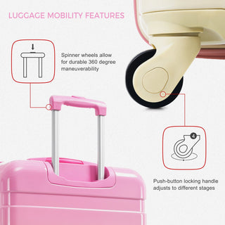 Luggage Sets New Model ABS Hardshell 3pcs Clearance Luggage Hardside Lightweight Durable Suitcase sets Spinner Wheels Suitcase with TSA Lock 20''24''28''( Pink) Dweva