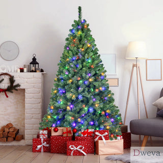 6FT PVC Christmas Tree with 280 WiFi Music Sync LED Lights – App Control, 917 Tips, Hinged Branches, Dual-Color Effects, Metal Stand Dweva