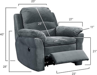 Felix Collection Contemporary Style Fabric Upholstered Living Room Electric Recliner Power Chair, Dark Grey Dweva