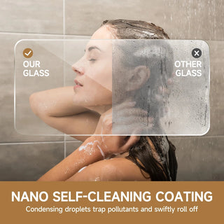 60" W x 72" H Chrome Aluminum Frame Double Sliding Shower Door with 1/4" (6mm) Nano-Coated Clear Tempered Glass and Dual Stainless Steel Handles Dweva