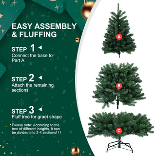 7ft Christmas Tree with Memory Wire, 1064 Tips Hinged Artificial PVC Tree, Easy Setup Green Xmas Tree for Indoor Holiday Decoration Dweva