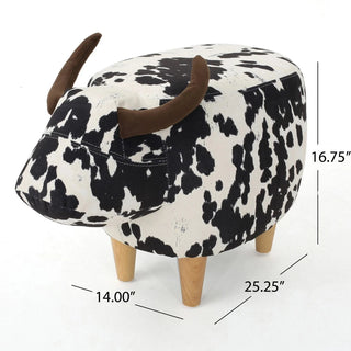 Animal Ottoman/Footstool, Black and White Cow-Shaped Ottoman, Modern Ottoman, Modern Accent Stool Home Decor, Suitable for Living Room, Bedroom, Porch, Garden, Backyard, Balcony Dweva