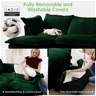 Slipcovered Fluffy Sofa - 3 Seat Dweva
