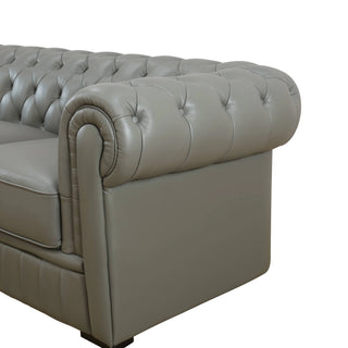 89" Dark Grey Cow Top Leather 2-Piece Living Room Sofa Set