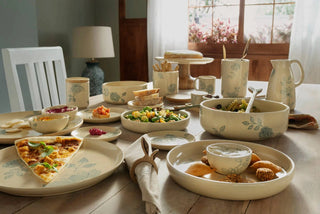 Off-White Round Ceramic Printed Dinner Plate – Elegant Dining Plate for Every Meal-9.8" Dia Dweva