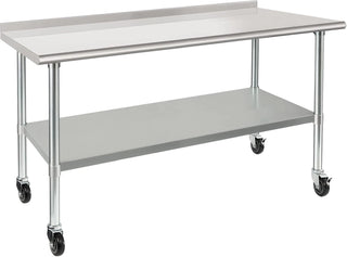 Stainless Steel Table 30 x 60 Inches Metal Prep Table with Wheels Casters Adjustable Undershelf Stainless Table for Commercial Kitchen, Outdoor, Restaurant, Hotel & Garage Dweva