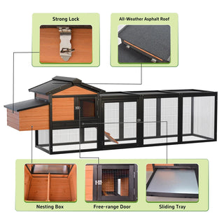 Wooden Chicken Coop, Large Outdoor Hen House with Nesting Box Poultry Cage, Rabbit Hutch Bunny Cage , Waterproof for Outdoor Backyard Dweva